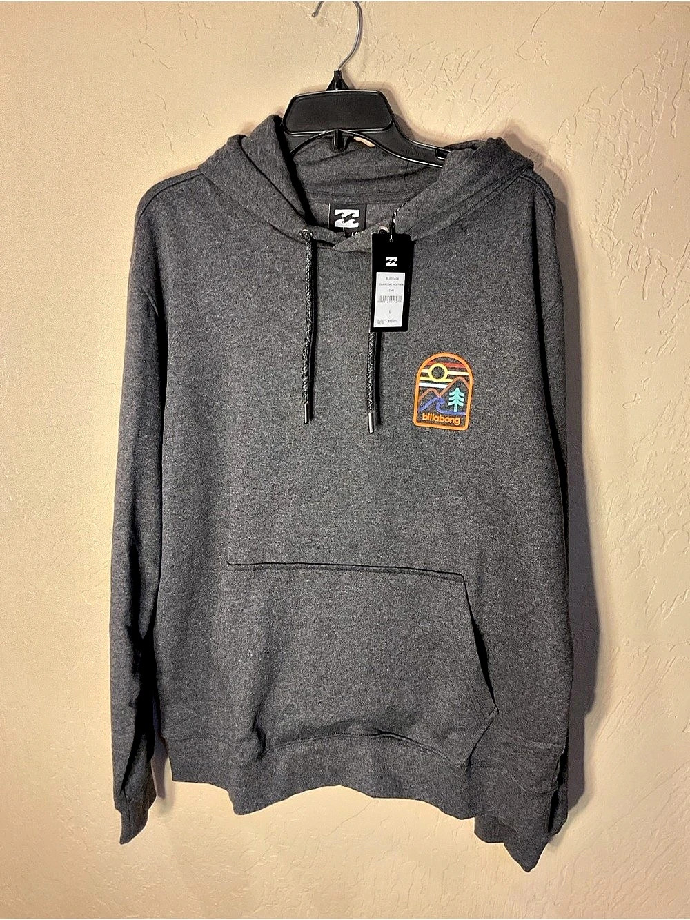 Billabong Charcoal Heather Graphic Pullover Hoodie Men's Gray Large